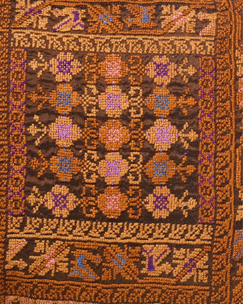 Brown Silk Cushion-Silk Flowers of Rumi | زهور الرومي