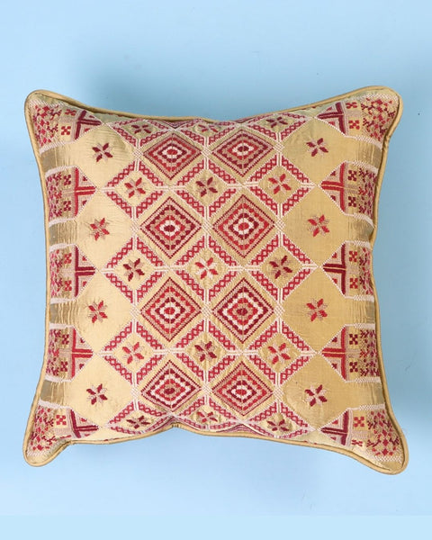 Gold Silk Cushion-Silk Bethlehem Stars