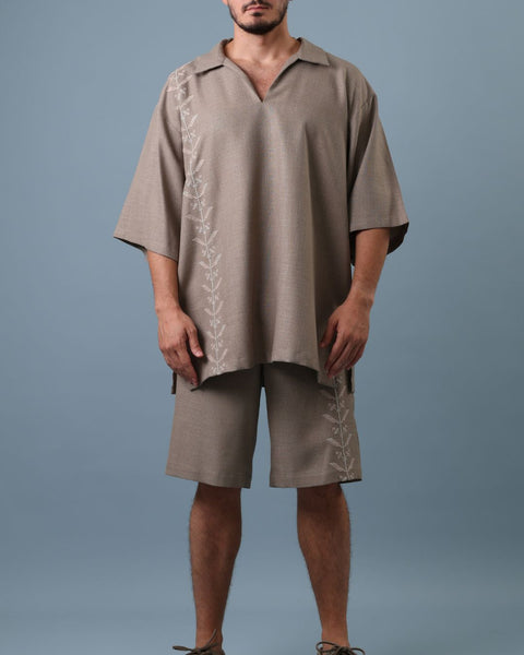 Grey Meshwar Set- Palm Tree | شجرة النخيل
