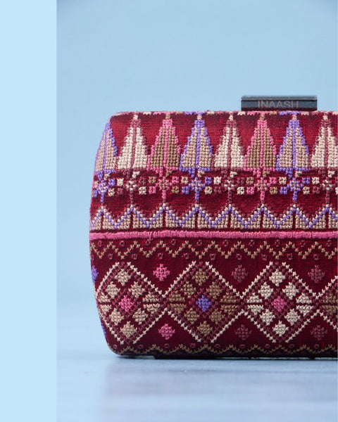Flat Silk Clutch- Gaza Embroidery | تطريز غزة