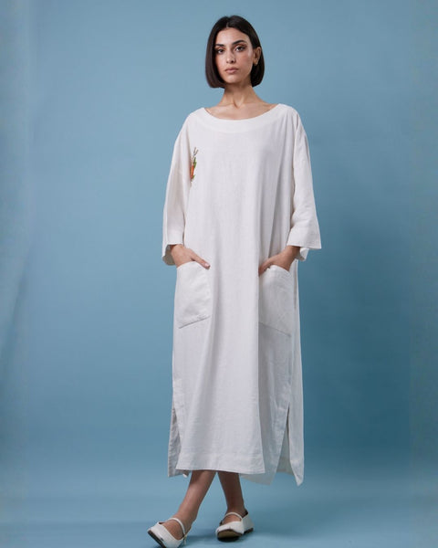 White Linen Dress-Oranges of Yafa | برتقال يافا