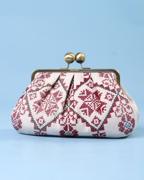 White Linen Click Clutch Star of Bethlehem | نجمة بيت لحم