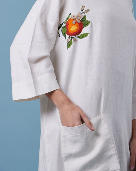 White Linen Dress-Oranges of Yafa | برتقال يافا