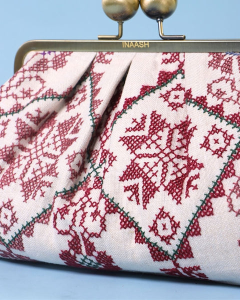 White Linen Click Clutch Star of Bethlehem | نجمة بيت لحم