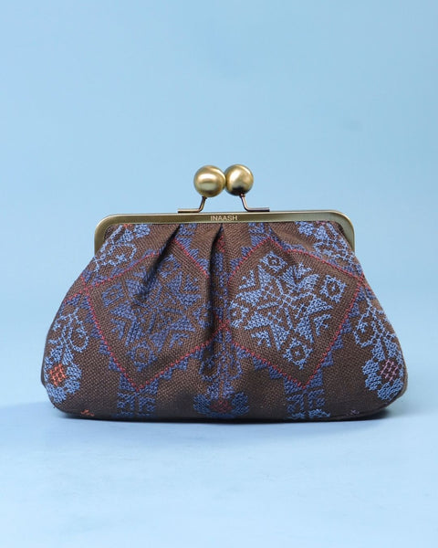 Brown Linen Click Clutch Star of Bethlehem | نجمة بيت لحم