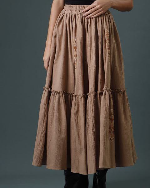Beige Gathered Skirt - Bethlehem Star | نجمة بيت لحم