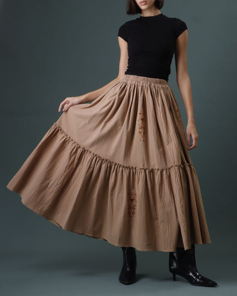 Beige Gathered Skirt - Bethlehem Star | نجمة بيت لحم