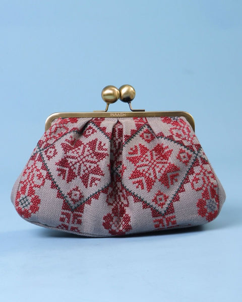 Grey Linen Click Clutch Star of Bethlehem | نجمة بيت لحم