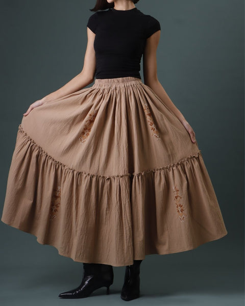 Beige Gathered Skirt - Bethlehem Star | نجمة بيت لحم