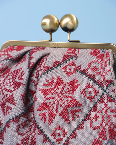 Grey Linen Click Clutch Star of Bethlehem | نجمة بيت لحم