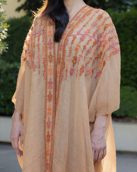 Beaded Short Sleeve Najaf Abaya-Ward Rumi Ramallah | زهور رومي رام الله