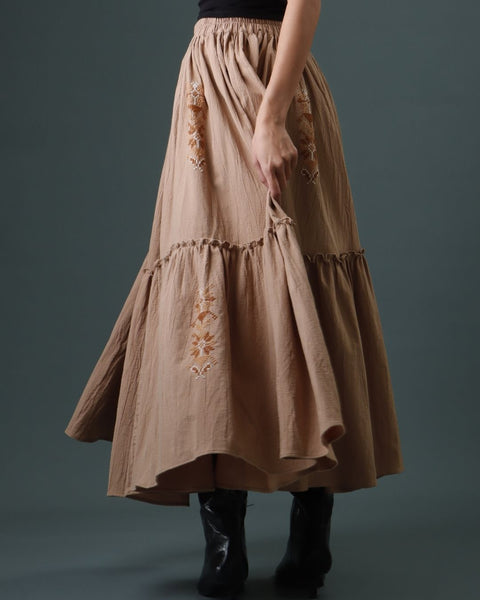 Beige Gathered Skirt - Bethlehem Star | نجمة بيت لحم