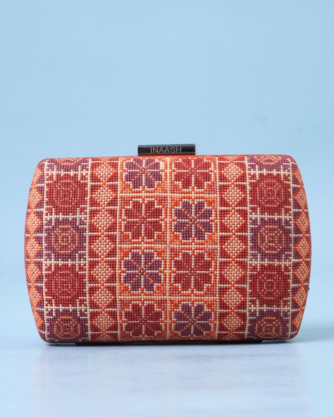 Flat Canvas Clutch- Jerusalem Embroidery | تطريز القدس