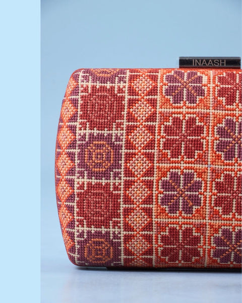 Flat Canvas Clutch- Jerusalem Embroidery | تطريز القدس