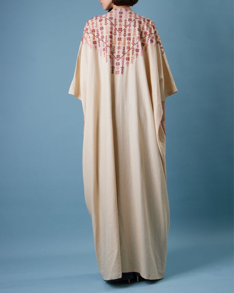 Linen Cotton Abaya Short Sleeve-Ward Rumi of Ramallah | ورد رومي من رام الله