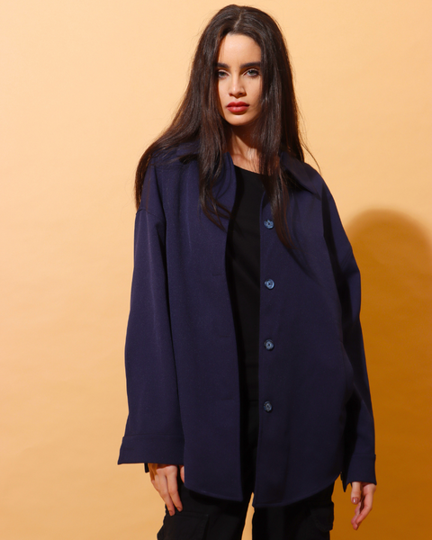 Navy Jacket Yellow Flax Flower | زهرة الكتان الصفراء