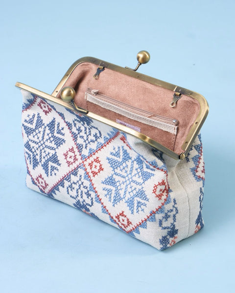 White Linen Click Clutch Star of Bethlehem | نجمة بيت لحم