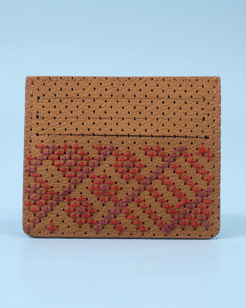 Beige with Reds Card Holder