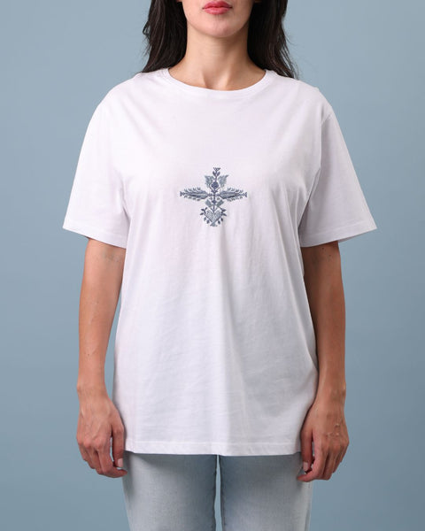 T-Shirt Flowers, Vase & Birds on Tree | زهور ومزهرية وطيور على شجرة
