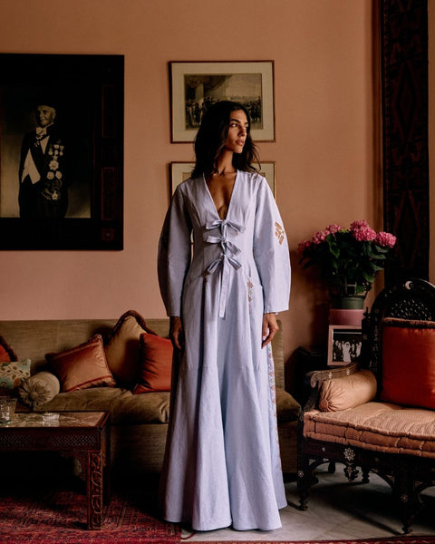 Linen Abaya Dress Apple Branch | فرع التفاح