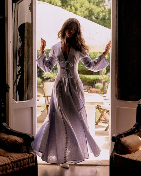 Linen Abaya Dress Apple Branch | فرع التفاح