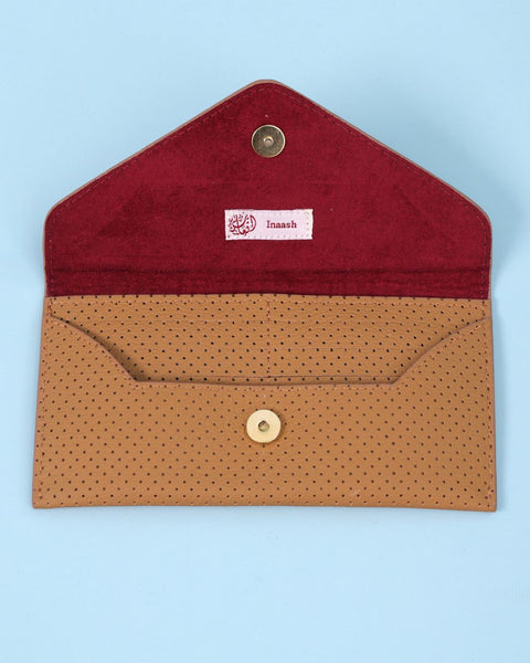 Beige Red Leather Flip Wallet