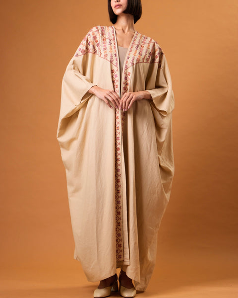 Embroidered Cotton Abaya-Ward Rumi of Ramallah | ورد رومي من رام الله