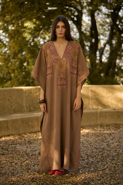 Beige Square Abaya of Al Khalil | الخليل