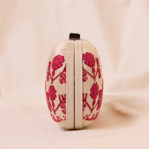 Box Silk Clutch- Flowers of Rumi Embroidery | زهور الرومي