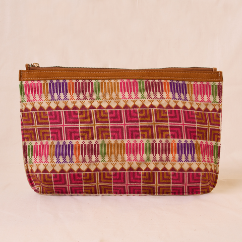 Zipper Straw Pouch Mixed Embroidery |  التطريز المختلط