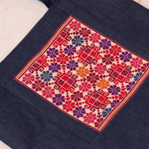 Denim Bag-Small Flowers of Yafa | زهور يافا