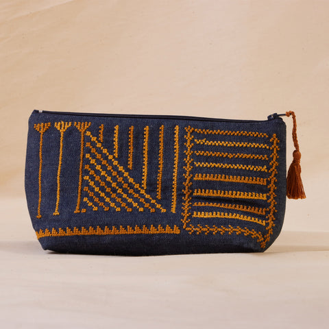Denim Pouch- Yellow Carnations & Corn | القرنفل والذرة