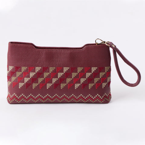 Leather Pouch-Burgundy