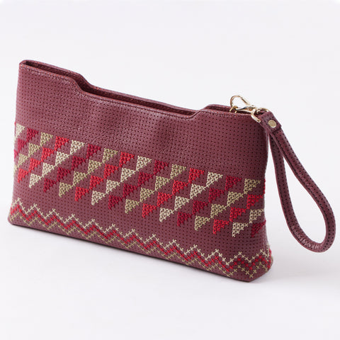 Leather Pouch-Burgundy