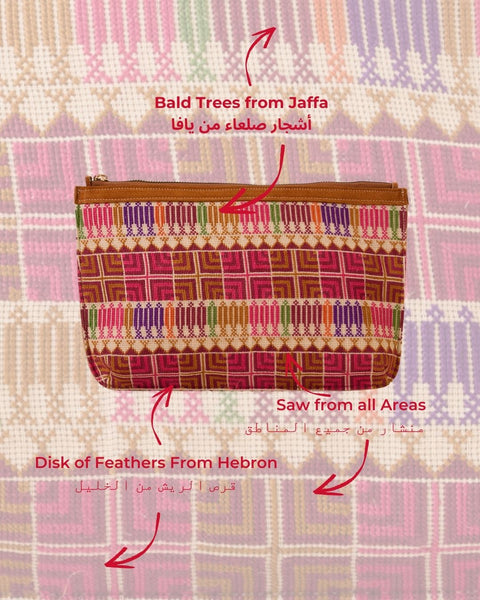 Zipper Straw Pouch Mixed Embroidery |  التطريز المختلط
